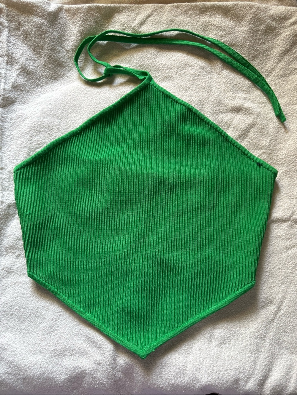 Babaton Green Ribbed Bandana Halter Top - size medium